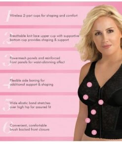 Exquisite Form Fully Front Close Wirefree Longline Posture With Lace Bra - Black -BRASTOGO Sales exquisite form fully 5107565 front close longline posture 3