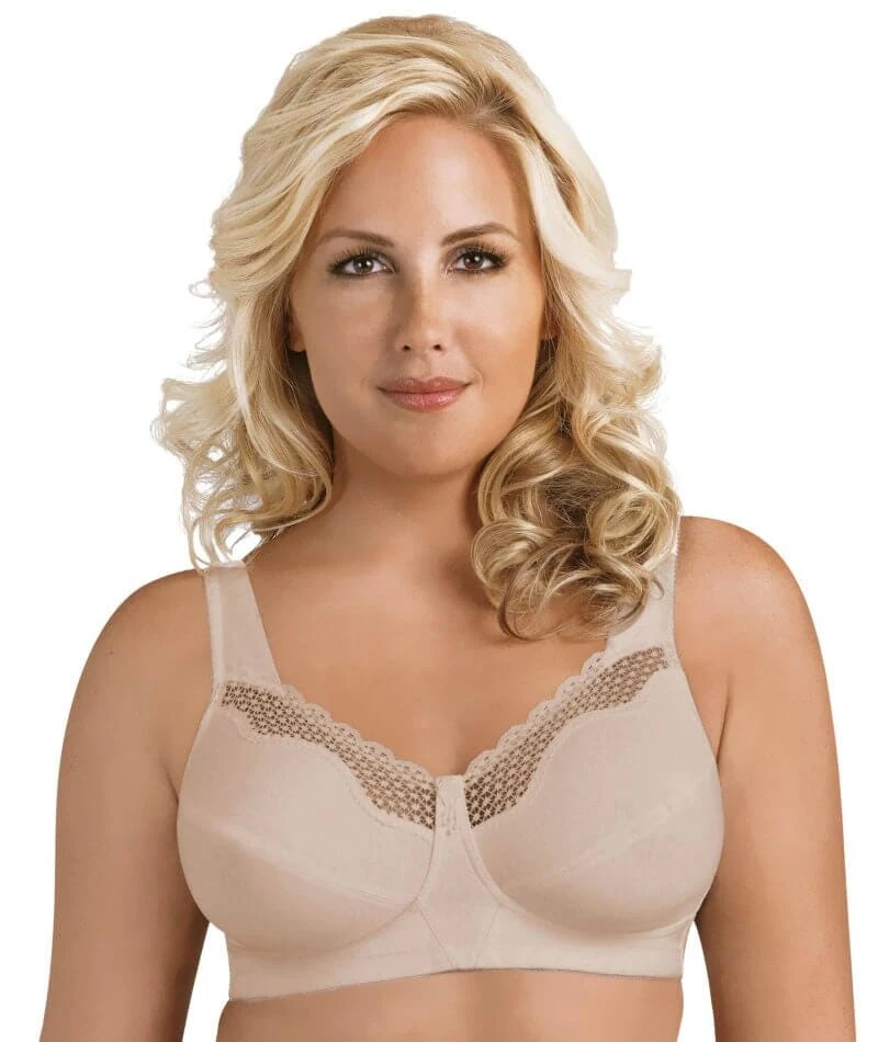 Exquisite Form Fully Cotton Soft Cup Wirefree Bra With Lace - Damask Neutral 3 Exquisite Form Fully Cotton Soft Cup Wirefree Bra With Lace - Damask Neutral