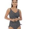 Wacoal Fantasie Swim Santa Monica Underwire V-Neck Swim Suit With Adjustable Leg- Black/White -BRASTOGO Sales fantasie swim 6729 santa monica underwire v neck swim suit with adjustable leg 5