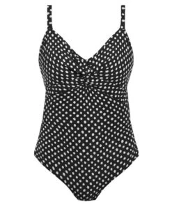 Wacoal Fantasie Swim Santa Monica Underwire Twist Front Swim Suit Light Control- Black/White -BRASTOGO Sales fantasie swim santa monica underwired twist front one piece swimsuit black white 4