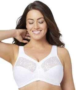 Glamorise Magic Lift Embroidered Wirefree Bra - White -BRASTOGO Sales glamorise 1016 magic lift embroidered non underwired bra white 1