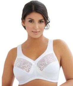 Glamorise Magic Lift Embroidered Wirefree Bra - White -BRASTOGO Sales glamorise 1016 magic lift embroidered non underwired bra white