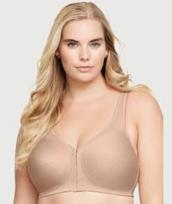 Glamorise MagicLift Front-Closure Posture Back Wirefree Bra - Cafe