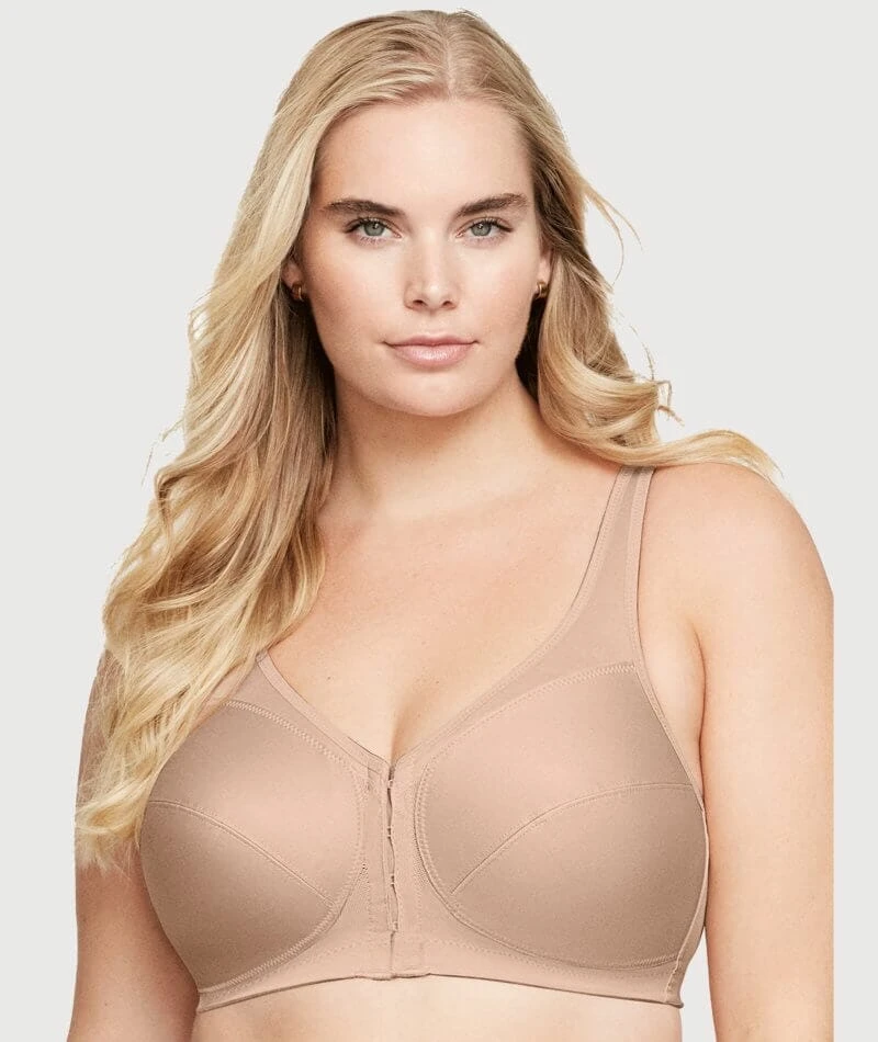 Glamorise MagicLift Front-Closure Posture Back Wirefree Bra - Cafe 3 Glamorise MagicLift Front-Closure Posture Back Wirefree Bra - Cafe