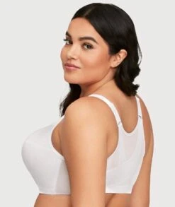 Glamorise MagicLift Front-Closure Posture Back Wirefree Bra - White -BRASTOGO Sales glamorise 1265 magic lift with posture support non underwired white 2