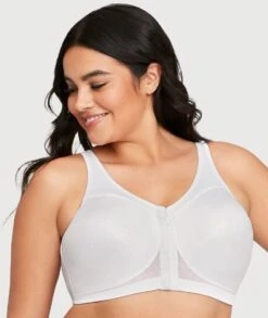 Glamorise MagicLift Front-Closure Posture Back Wirefree Bra - White -BRASTOGO Sales glamorise 1265 magic lift with posture support non underwired white 4