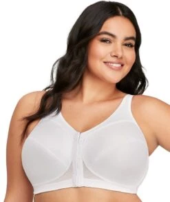 Glamorise MagicLift Front-Closure Posture Back Wirefree Bra - White