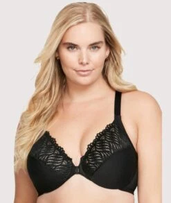 Glamorise Front-Closure T-Back WonderWire Bra - Black