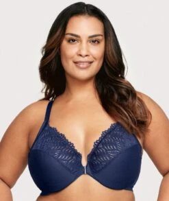 Glamorise Front-Closure T-Back WonderWire Bra - Blue