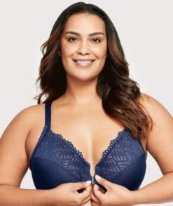 Glamorise Front-Closure T-Back WonderWire Bra - Blue -BRASTOGO Sales glamorise front close t back wonderwire bra blue 03