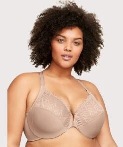 Glamorise Front-Closure T-Back WonderWire Bra - Cafe