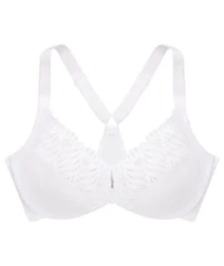 Glamorise Front-Closure T-Back WonderWire Bra - White -BRASTOGO Sales glamorise front close t back wonderwire bra white 02