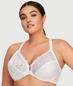 Glamorise Front-Closure T-Back WonderWire Bra - White