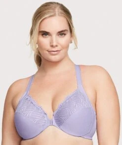 Glamorise Front-Closure T-Back WonderWire Bra - Soft Lilac