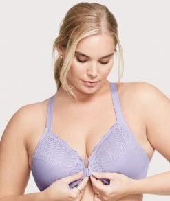 Glamorise Front-Closure T-Back WonderWire Bra - Soft Lilac -BRASTOGO Sales glamorise front closure t back wonderwire bra soft lilac 03