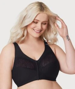 Glamorise MagicLift Natural Shape Front-Closure Wirefree Bra - Black