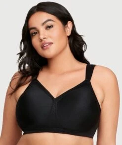 Glamorise MagicLift Seamless Wirefree Support T-Shirt Bra - Black