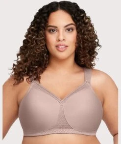 Glamorise MagicLift Seamless Wirefree Support T-Shirt Bra - Taupe -BRASTOGO Sales glamorise magiclift seamless support t shirt bra taupe 1