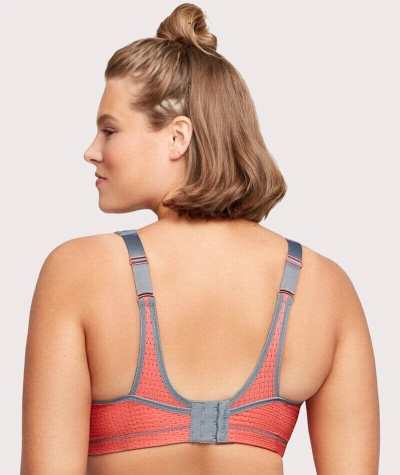Glamorise No-Bounce Camisole Elite Wirefree Sports Bra - Gray/Coral 4 Glamorise No-Bounce Camisole Elite Wirefree Sports Bra - Gray/Coral - Image 2