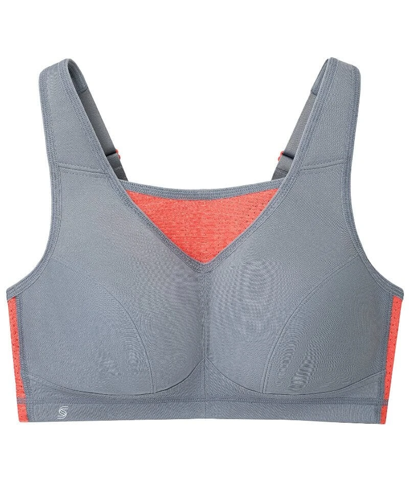 Glamorise No-Bounce Camisole Elite Wirefree Sports Bra - Gray/Coral 9 Glamorise No-Bounce Camisole Elite Wirefree Sports Bra - Gray/Coral - Image 7