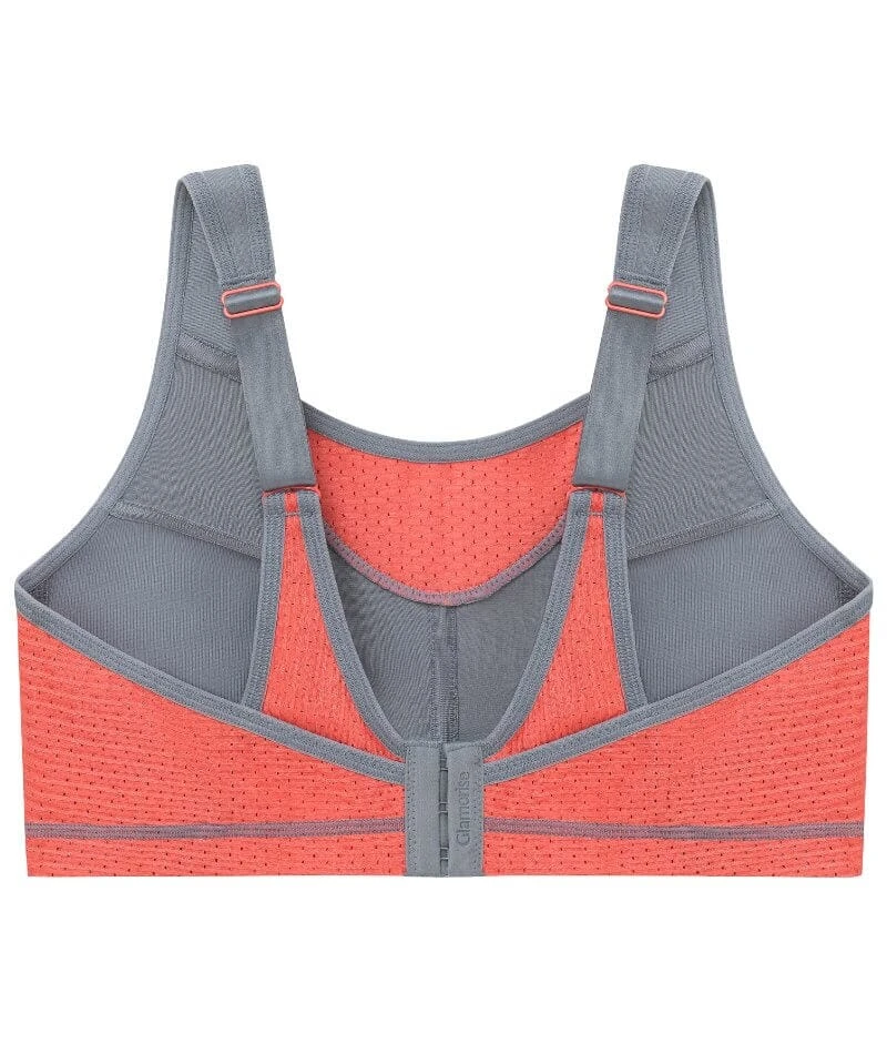 Glamorise No-Bounce Camisole Elite Wirefree Sports Bra - Gray/Coral 10 Glamorise No-Bounce Camisole Elite Wirefree Sports Bra - Gray/Coral - Image 8