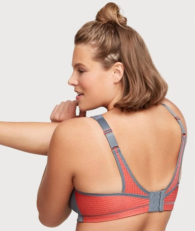 Glamorise No-Bounce Camisole Elite Wirefree Sports Bra - Gray/Coral 6 Glamorise No-Bounce Camisole Elite Wirefree Sports Bra - Gray/Coral - Image 4