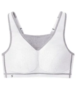 Glamorise No-Bounce Camisole Elite Wirefree Sports Bra - White/Gray -BRASTOGO Sales glamorise no bounce camisole elite sports bra white gray 03