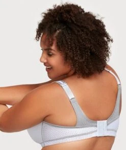 Glamorise No-Bounce Camisole Elite Wirefree Sports Bra - White/Gray -BRASTOGO Sales glamorise no bounce camisole elite sports bra white gray 2