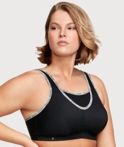 Glamorise No-Bounce Camisole Wirefree Sports Bra - Black -BRASTOGO Sales glamorise no bounce camisole sports bra black 3