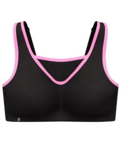Glamorise No-Bounce Camisole Wirefree Sports Bra - Black/Pink -BRASTOGO Sales glamorise no bounce camisole sports bra black pink 04