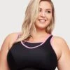 Glamorise No-Bounce Camisole Wirefree Sports Bra - Black/Pink -BRASTOGO Sales glamorise no bounce camisole sports bra black pink 1