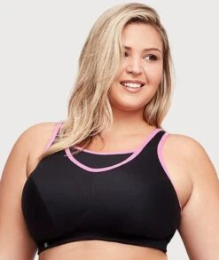 Glamorise No-Bounce Camisole Wirefree Sports Bra - Black/Pink