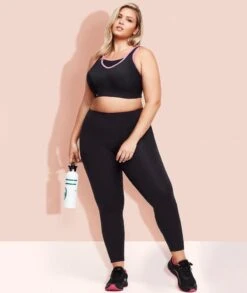 Glamorise No-Bounce Camisole Wirefree Sports Bra - Black/Pink -BRASTOGO Sales glamorise no bounce camisole sports bra black pink 4