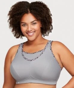 Glamorise No-Bounce Camisole Wirefree Sports Bra - Soft Gray 14 Glamorise No-Bounce Camisole Wirefree Sports Bra - Soft Gray -BRASTOGO Sales glamorise no bounce camisole sports bra silver 1