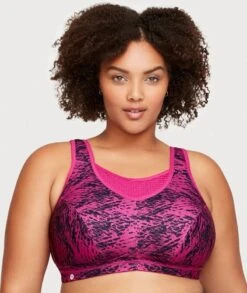 Glamorise No-Bounce Camisole Elite Wirefree Sports Bra - Fuchsia Print