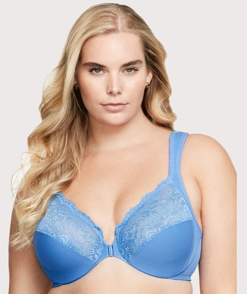 Glamorise WonderWire Front-Closure Bra - Blue 3 Glamorise WonderWire Front-Closure Bra - Blue