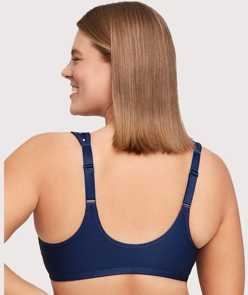Glamorise WonderWire Front-Closure Bra - Navy Print 4 Glamorise WonderWire Front-Closure Bra - Navy Print - Image 2