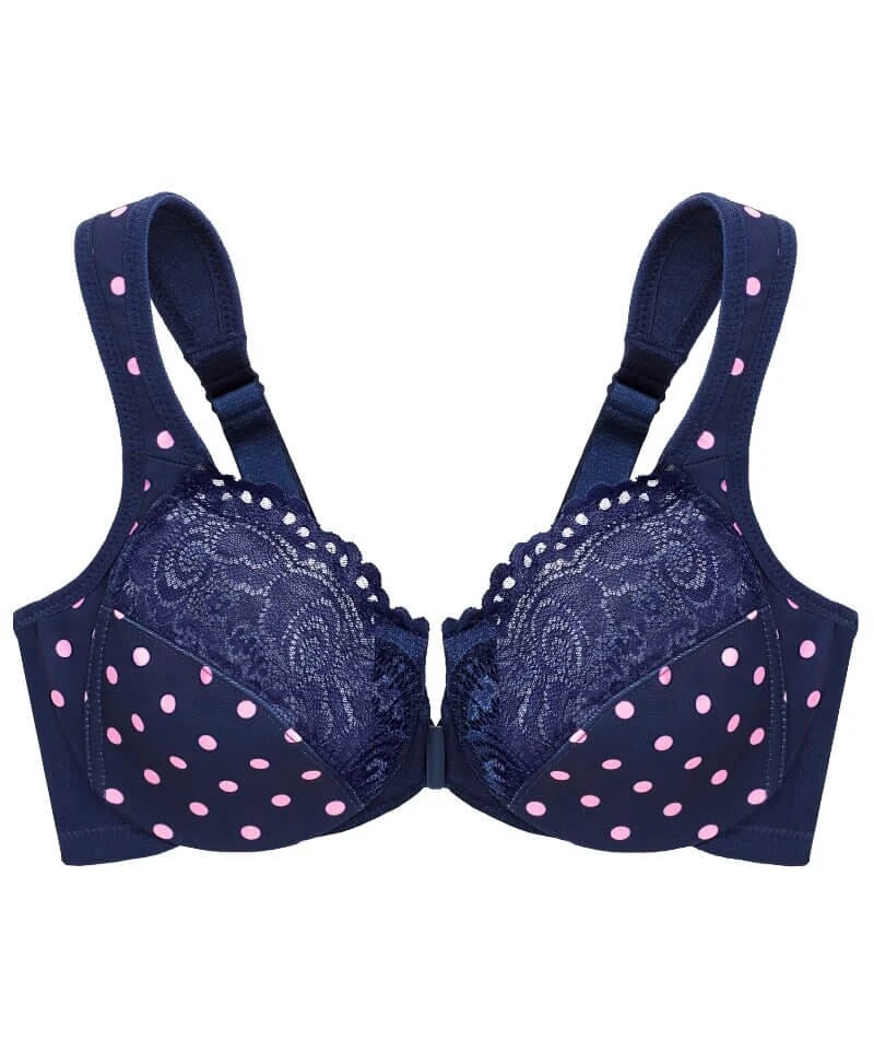 Glamorise WonderWire Front-Closure Bra - Navy Print 8 Glamorise WonderWire Front-Closure Bra - Navy Print - Image 6
