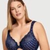 Glamorise WonderWire Front-Closure Bra - Navy Print -BRASTOGO Sales glamorise wonderwire front close bra navy print 4
