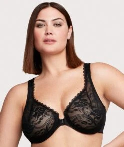 Glamorise WonderWire Front-Closure Stretch Lace Bra - Black 14 Glamorise WonderWire Front-Closure Stretch Lace Bra - Black -BRASTOGO Sales glamorise wonderwire front close stretch lace bra black 5