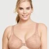 Glamorise WonderWire Front-Closure Stretch Lace Bra - Cappuccino -BRASTOGO Sales glamorise wonderwire front close stretch lace bra cappuccino 1