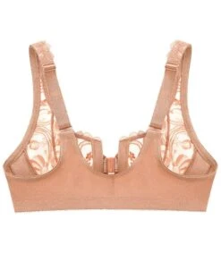 Glamorise WonderWire Front-Closure Stretch Lace Bra - Cappuccino -BRASTOGO Sales glamorise wonderwire front close stretch lace bra cappuccino 8