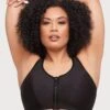 Glamorise Zip Up Front-Closure Wirefree Sports Bra - Black -BRASTOGO Sales glamorise zip up front closure sports bra black 3