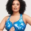 Glamorise Zip Up Front-Closure Wirefree Sports Bra - Blue Tie-Dye -BRASTOGO Sales glamorise zip up front closure sports bra blue tie dye 1