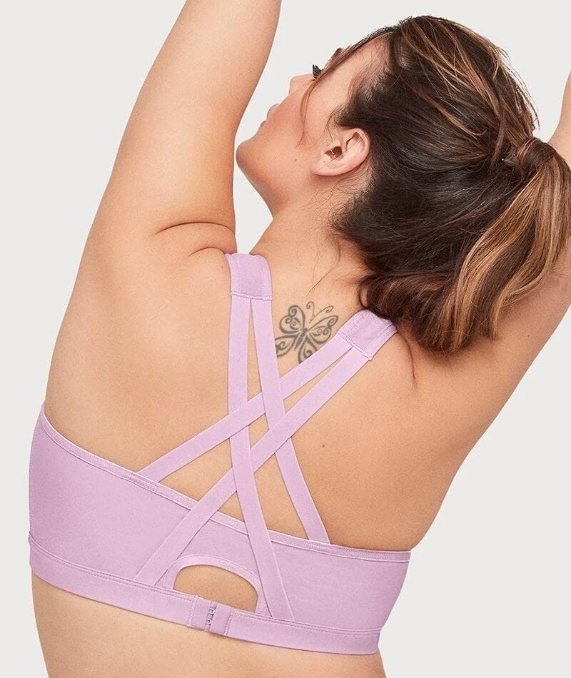 Glamorise Zip Up Front-Closure Wirefree Sports Bra - Lavender 4 Glamorise Zip Up Front-Closure Wirefree Sports Bra - Lavender - Image 2