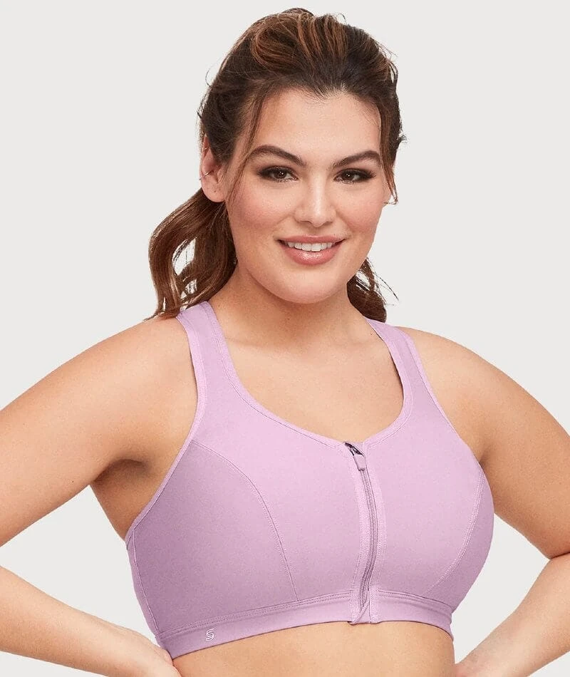 Glamorise Zip Up Front-Closure Wirefree Sports Bra - Lavender 6 Glamorise Zip Up Front-Closure Wirefree Sports Bra - Lavender - Image 4