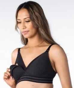 Hotmilk Elevate Cotton T-Shirt Wirefree Nursing Bra - Black Marle -BRASTOGO Sales hotmilk elevate cotton t shirt wire free nursing bra black marle 4