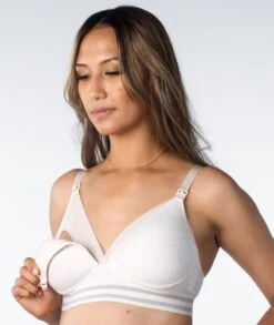 Hotmilk Elevate Cotton T-Shirt Wirefree Nursing Bra - Shell Marle -BRASTOGO Sales hotmilk elevate cotton t shirt wire free nursing bra shell marle 4