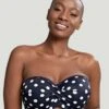 Panache Swimwear Anya Riva Spot Twist Bandeau Bikini - Navy/Vanilla -BRASTOGO Sales panache swimwear anya riva spot twist bandeau bikini navy vanila 1