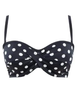 Panache Swimwear Anya Riva Spot Twist Bandeau Bikini - Navy/Vanilla -BRASTOGO Sales panache swimwear anya riva spot twist bandeau bikini navy vanila 6